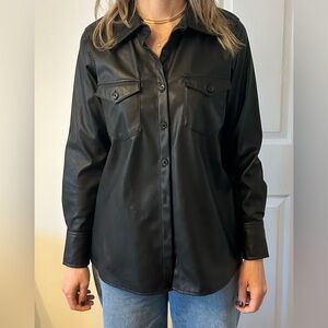 Nili Lotan x Target Faux leather button up